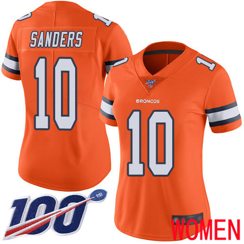 Women Denver Broncos #10 Emmanuel Sanders Limited Orange Rush Vapor Untouchable 100th Season Football NFL Jersey